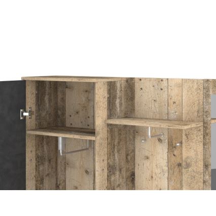 Garderobevæg med spejl NOLAN brun/grafit