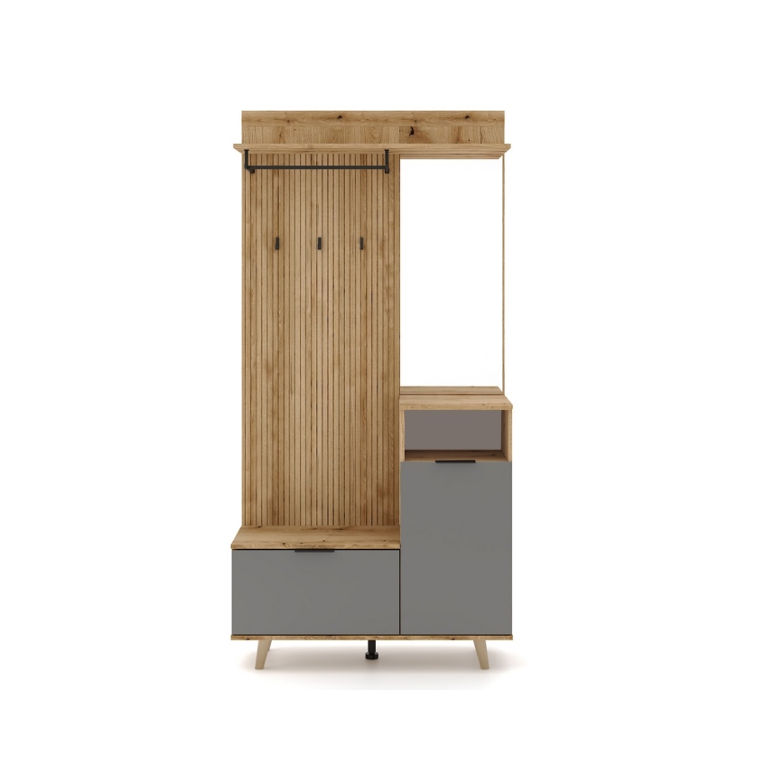 Garderobevæg med spejl SVEN brun/grafit