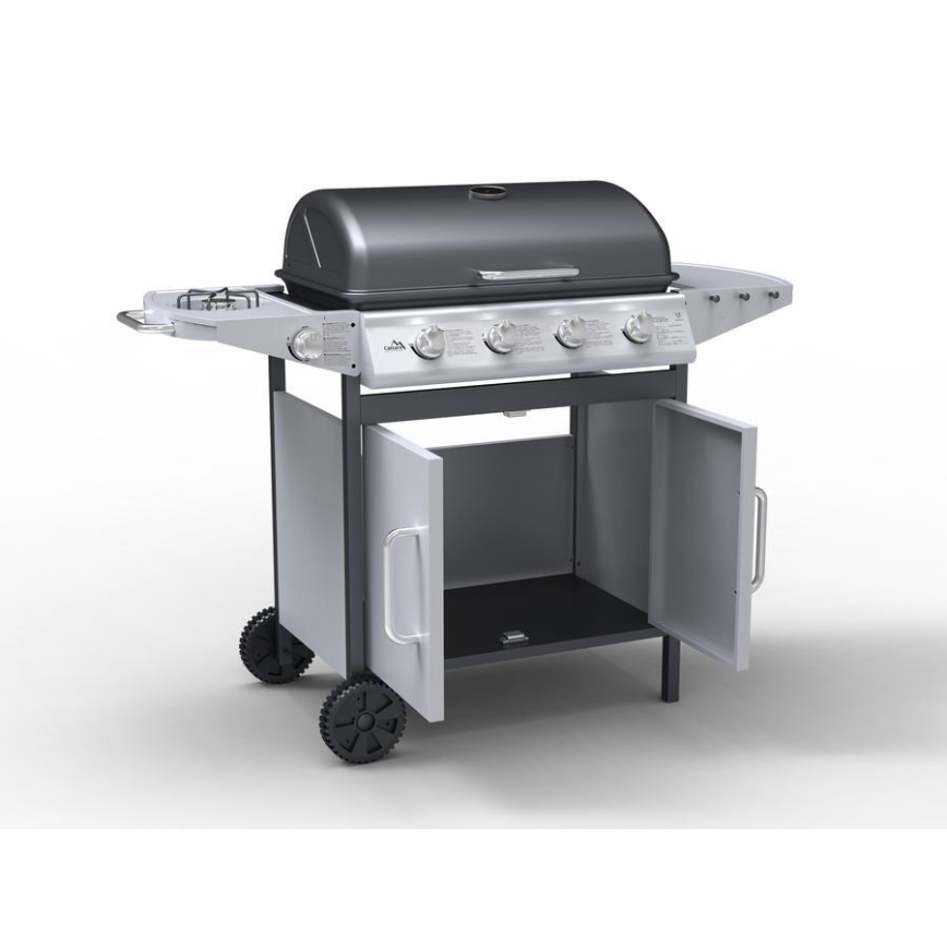 Gasgrill med 4 brændere i rustfrit stål