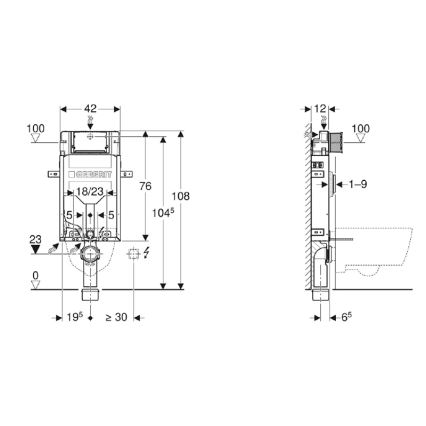 Geberit 110.302.00.5 - Indbygningsmodul til væghængt toilet Kombifix 108 cm