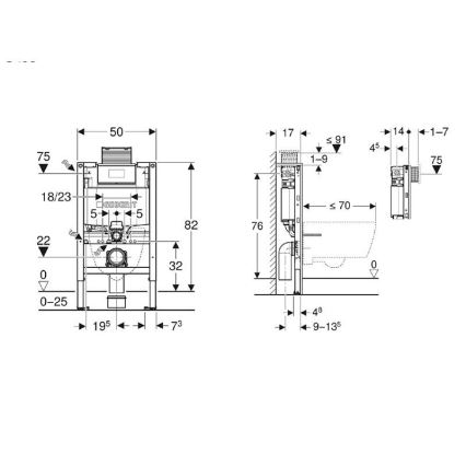 Geberit 111.003.00.2 - Indbygningsmodul til væghængt toilet Duofix 82 cm