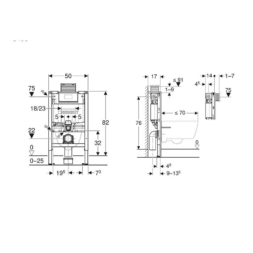 Geberit 111.003.00.2 - Indbygningsmodul til væghængt toilet Duofix 82 cm