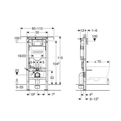 Geberit 111.355.00.6 - Indbygningsmodul til væghængt toilet Duofix 115 cm