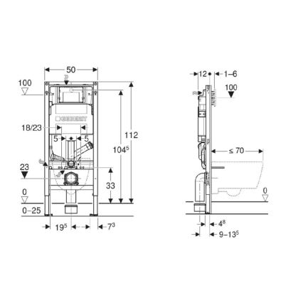 Geberit 111.364.00.6 - Indbygningsmodul til væghængt toilet Duofix 112 cm