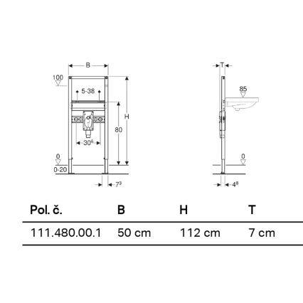 Geberit 111.480.00.1 - Indbygningsmodul til væghængt håndvask Duofix 112 cm