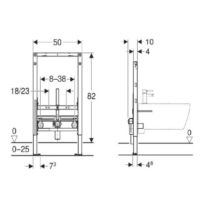 Geberit 111.515.00.2 - Indbygningsmodul til bidet Duofix 82 cm