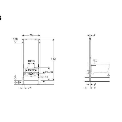 Geberit 111.534.00.2 - Indbygningsmodul til bidet Duofix 112 cm