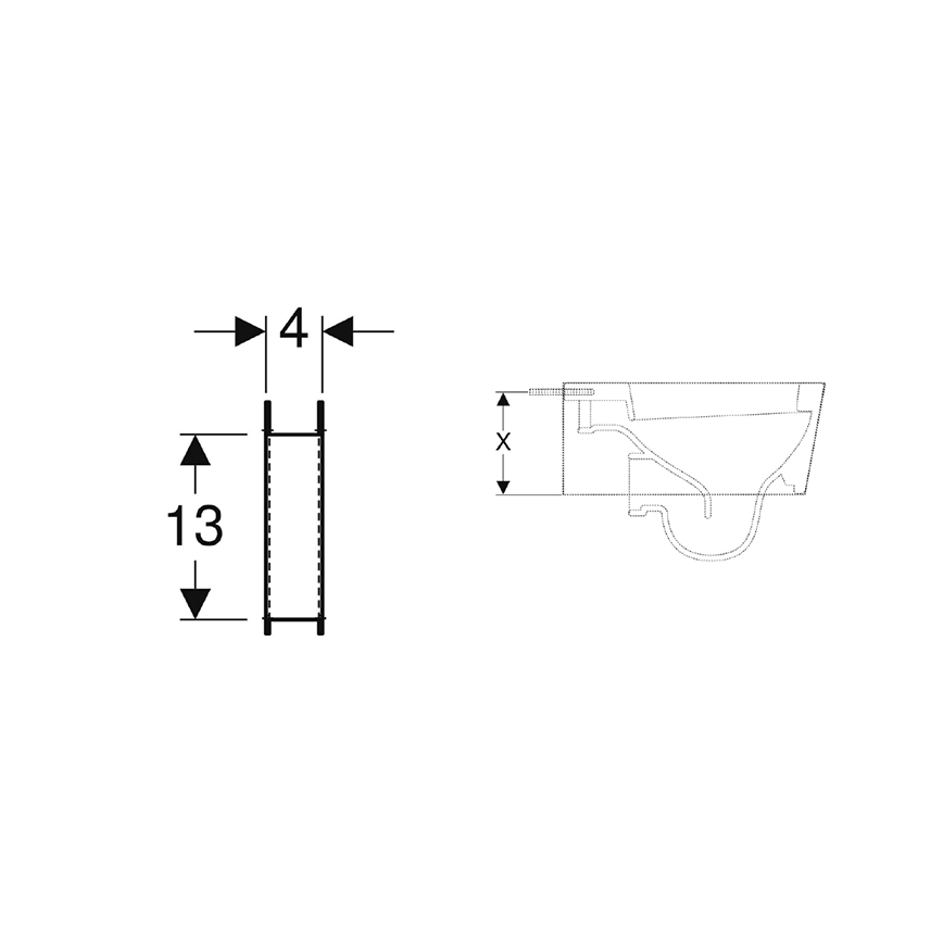 Geberit 111.847.00.1 - Sæt med støttebeslag til toiletter med lille støtteflade Duofix, 2 stk