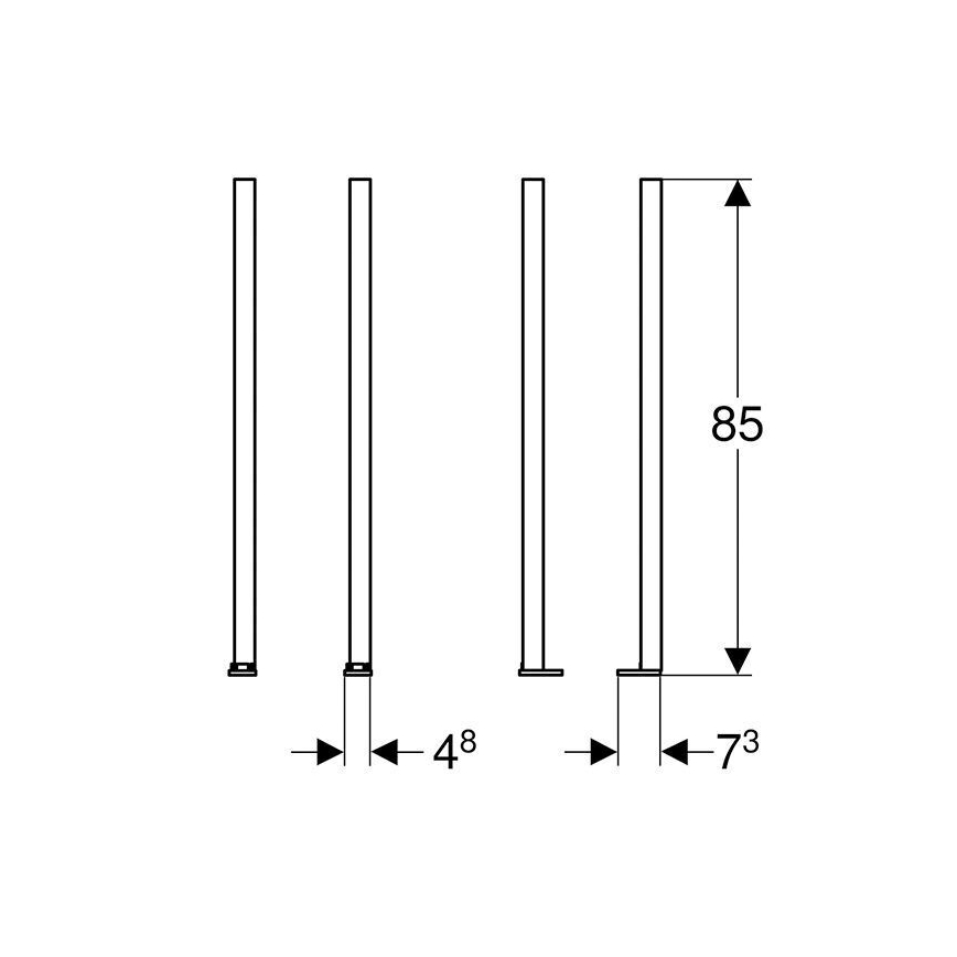 Geberit 111.848.00.1 - Sæt med forlængerben til Duofix, 2 stk.