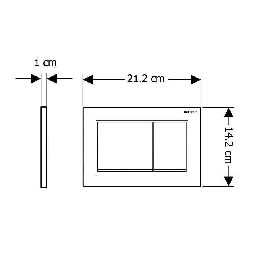 Geberit 115.080.01.1 - Skylleknap Omega30 21,2x14,2 cm hvid