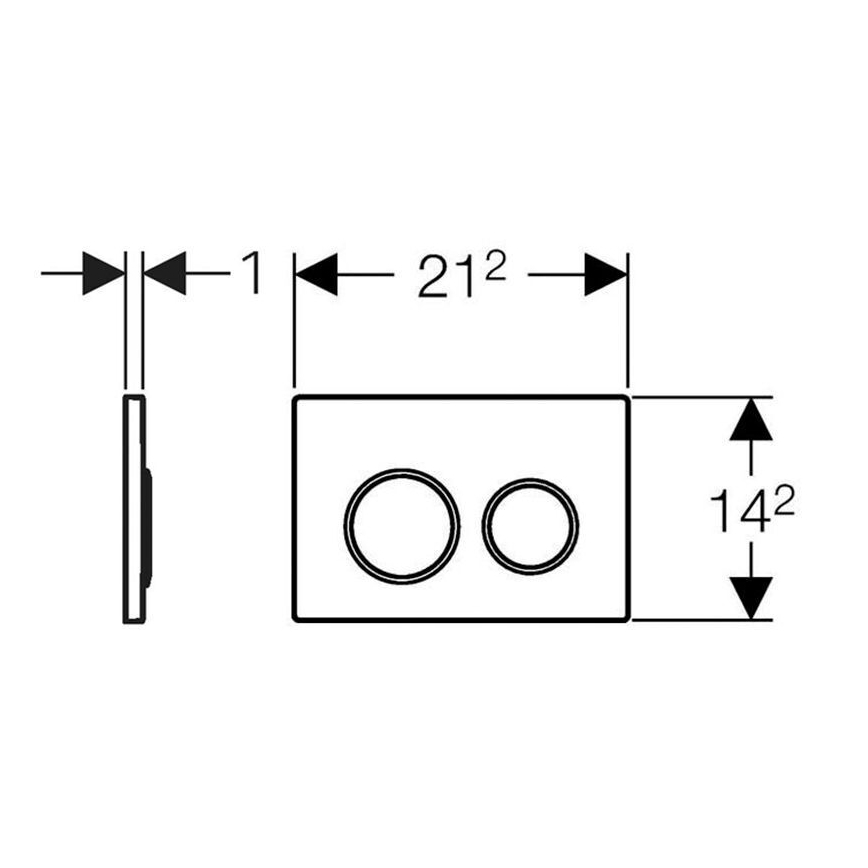 Geberit 115.085.KH.1 - Skylleknap Omega20 21,2x14,2 cm blank krom/mat krom