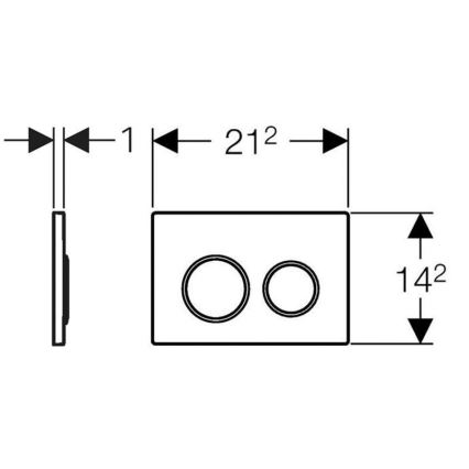 Geberit 115.085.KM.1 - Skylleknap Omega20 21,2x14,2 cm sort/blank krom