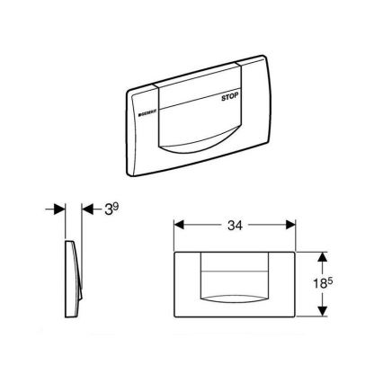 Geberit 115.222.11.1 - Skylleknap 200F 34x18,5 alpin hvid