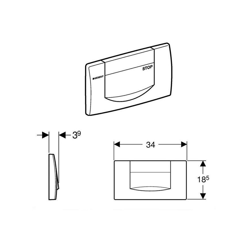 Geberit 115.222.11.1 - Skylleknap 200F 34x18,5 alpin hvid