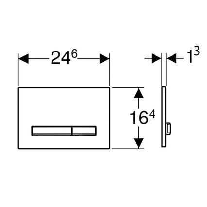 Geberit 115.788.11.2 - Betjeningsplade Sigma50 24,6x16,4 cm hvid/mat krom
