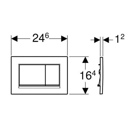 Geberit 115.883.14.1 - Betjeningsplade Sigma30 24,6 x 16,4 cm, sort/blank krom