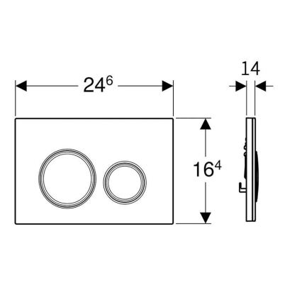 Geberit 115.884.SI.1 - Betjeningsplade Sigma50 24,6 x 16,4 cm, hvid/blank krom