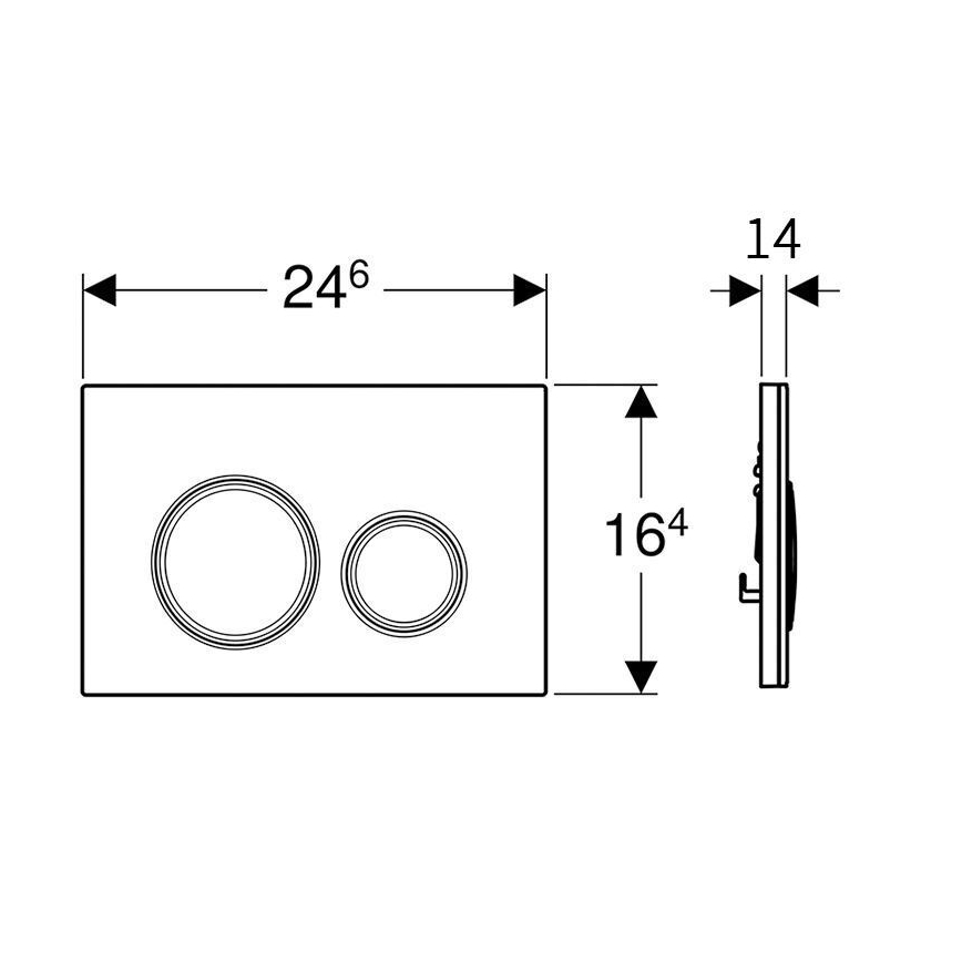 Geberit 115.884.SJ.1 - Betjeningsplade Sigma50 24,6x16,4 cm sort/blank krom