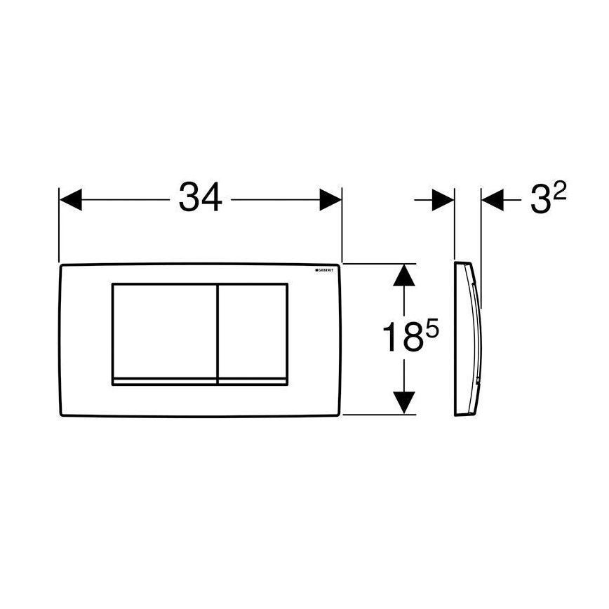 Geberit 115.899.KH.1 - Skylleknap Twinline30 34 x 18,5 cm, blank krom/mat krom
