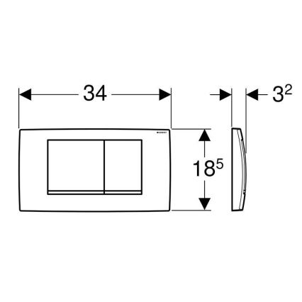 Geberit 115.899.KJ.1 - Skylleknap Twinline30 34x18,5 cm hvid/blank krom