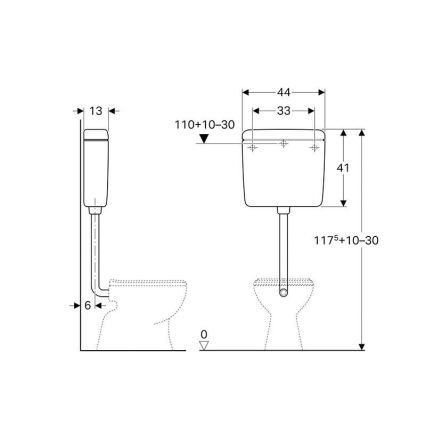 Geberit 127.005.11.1 - Skyllecisterne AP127 6/9 l alpehvid