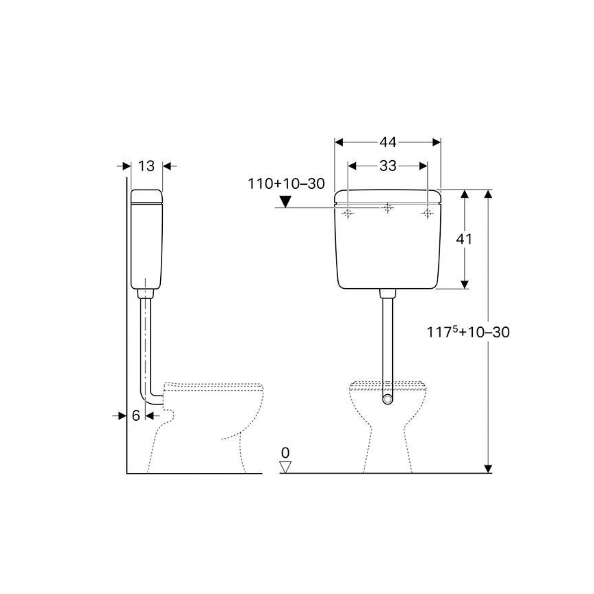 Geberit 127.005.11.1 - Skyllecisterne AP127 6/9 l alpehvid
