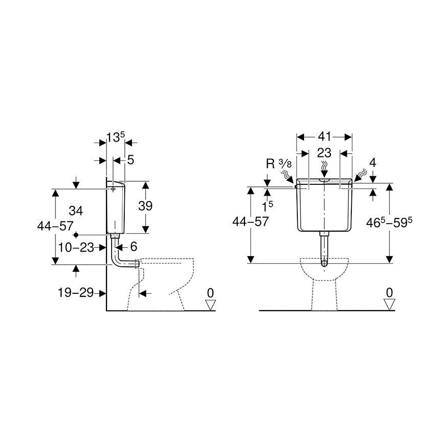 Geberit 136.610.11.1 - Indbygningscisterne AP110 6/9 l alpin hvid