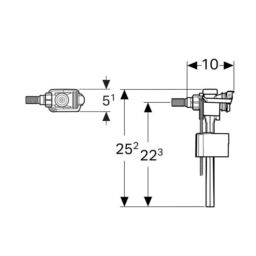 Geberit 136.702.00.3 - Påfyldningsventil til skyllecisterne til pudsede vægge, Type 333