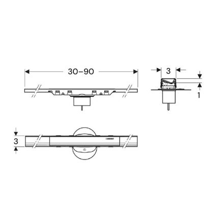 Geberit 154.446.QC.2 - Afløbsrende CleanLine 90x3 cm i antracit
