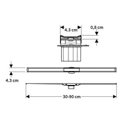 Geberit 154.453.KS.1 - Afløbsrende CleanLine 90x4,3 cm i rustfrit stål