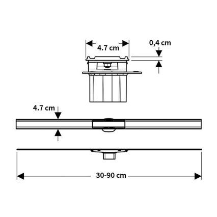 Geberit 154.458.00.1 - Afløbsrende CleanLine 90x4,7 cm rustfrit stål