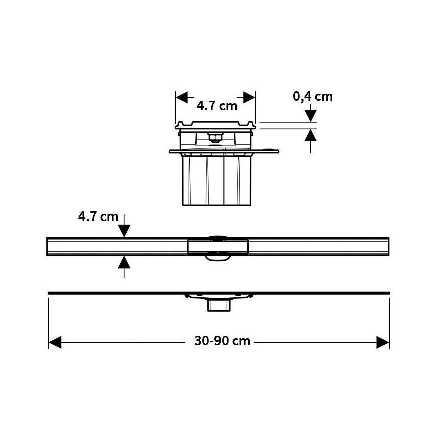 Geberit 154.458.00.1 - Afløbsrende CleanLine 90x4,7 cm rustfrit stål