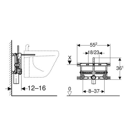 Geberit 457.530.00.1 - Kombifix indbygningsmodul til bidet, universelt