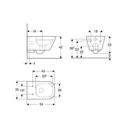 Geberit 500.208.01.1 - Væghængt toilet Rimfree Smyle Square keramik/hvid