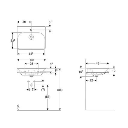 Geberit 500.229.01.1 - Smyle Square væghængt håndvask 60x48 cm keramik/hvid