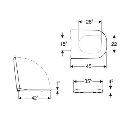 Geberit 500.235.01.1 - Toiletsæde Smyle duroplast/hvid
