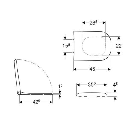 Geberit 500.236.01.1 - Smyle SoftClose toiletsæde i duroplast, hvid