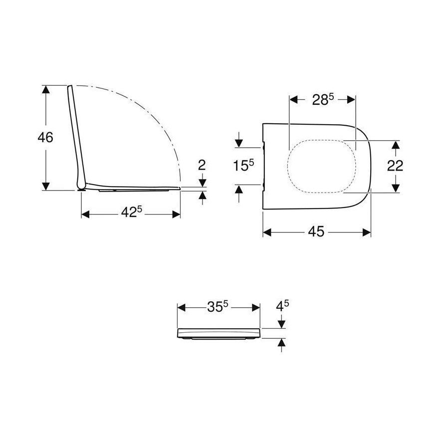 Geberit 500.237.01.1 - Toiletsæde SoftClose Smyle Square duroplast/hvid