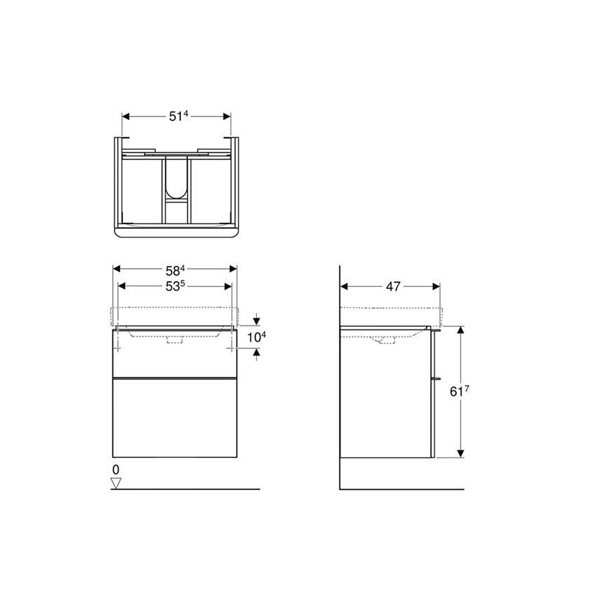 Geberit 500.352.00.1 - Smyle Square underskab til håndvask 59x62x47 cm hvid