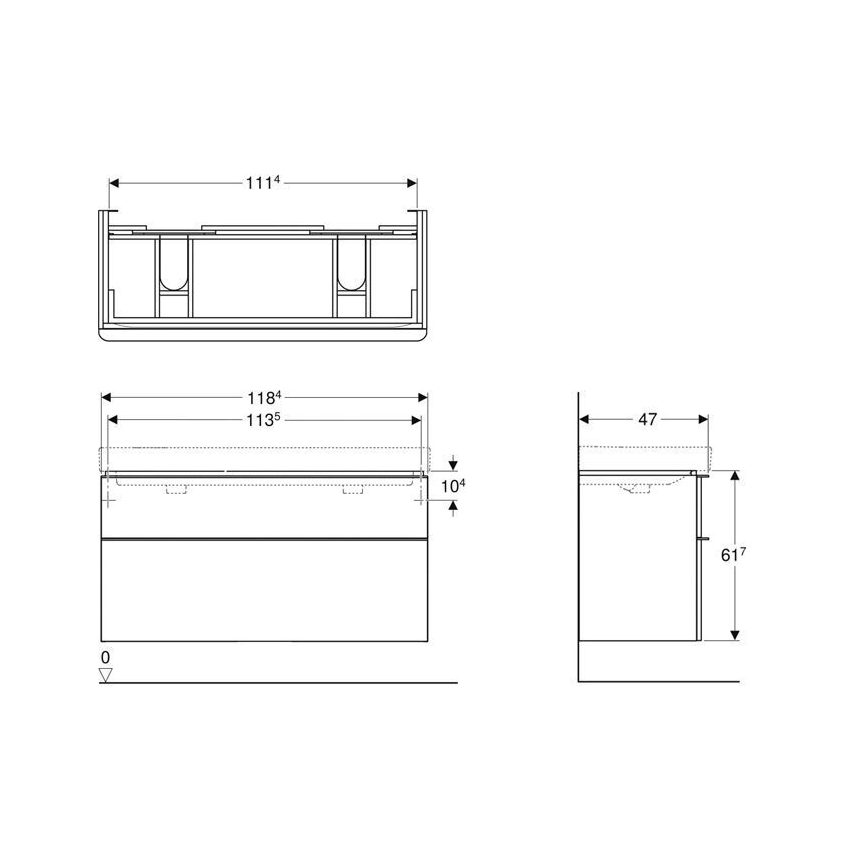 Geberit 500.356.00.1 - Badeværelsesskab til dobbelthåndvask Smyle Square 61,7x118,4 cm hvid