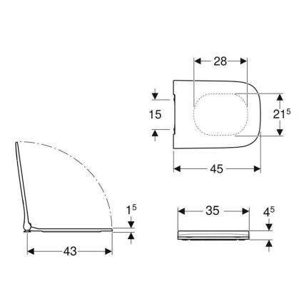 Geberit 500.688.01.1 - Toiletsæde SoftClose Smyle Square duroplast/hvid
