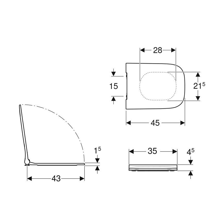 Geberit 500.688.01.1 - Toiletsæde SoftClose Smyle Square duroplast/hvid