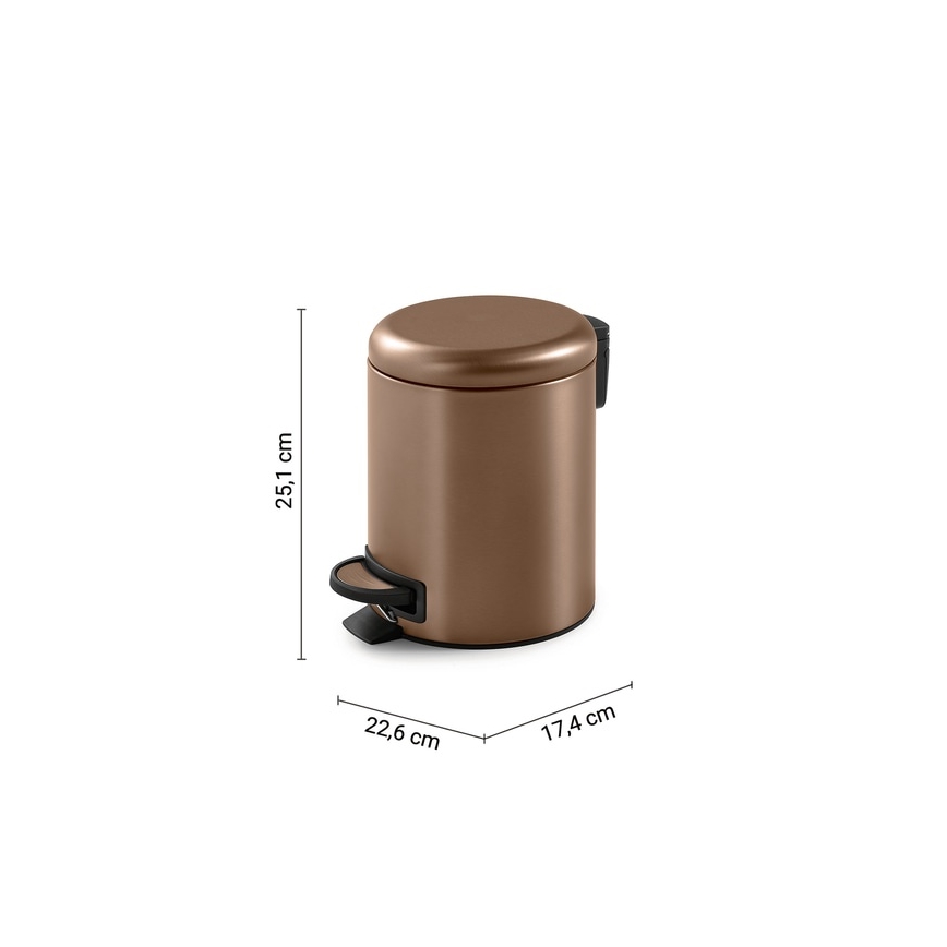 Gedy - Affaldsspand POTTY 3 l med blød lukning, bronzefarvet