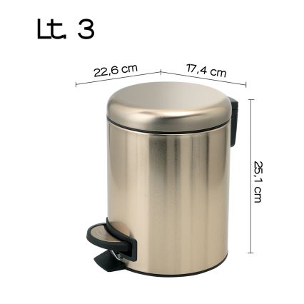 Gedy - Affaldsspand POTTY 3 l Soft Close, mat guld