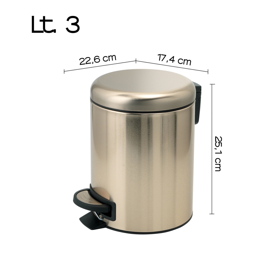 Gedy - Affaldsspand POTTY 3 l Soft Close, mat guld