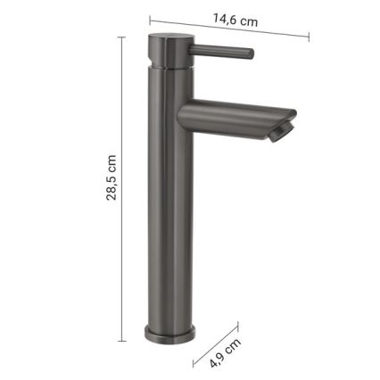 Gedy - ALTO håndvaskarmatur 28,5 cm, metallisk grå