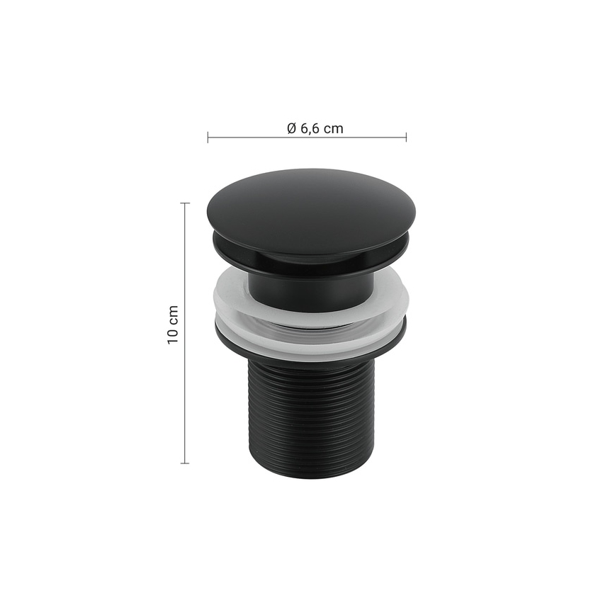 Gedy - Bundventil til håndvask CLICK-CLACK Ø 6,6 cm mat sort