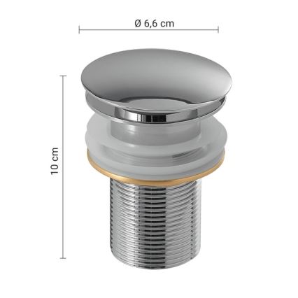 Gedy - Bundventil til håndvask CLICK-CLACK Ø 6,6 cm, poleret krom
