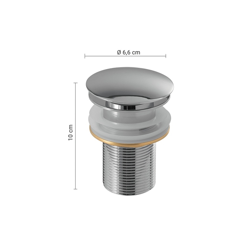 Gedy - Bundventil til håndvask CLICK-CLACK Ø 6,6 cm, poleret krom