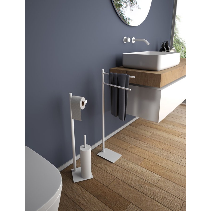 Gedy - Fritstående toiletbørste med toiletpapirholder TRILLY mat hvid